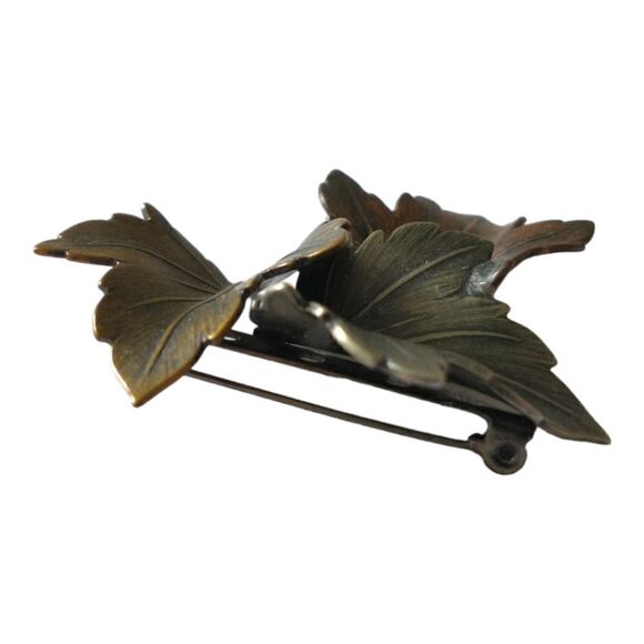 Vintage Maple Leaf Brooch Pin Mixed Metals K&T Leaves Artisan Autumn Cottagecore - Picture 9 of 16